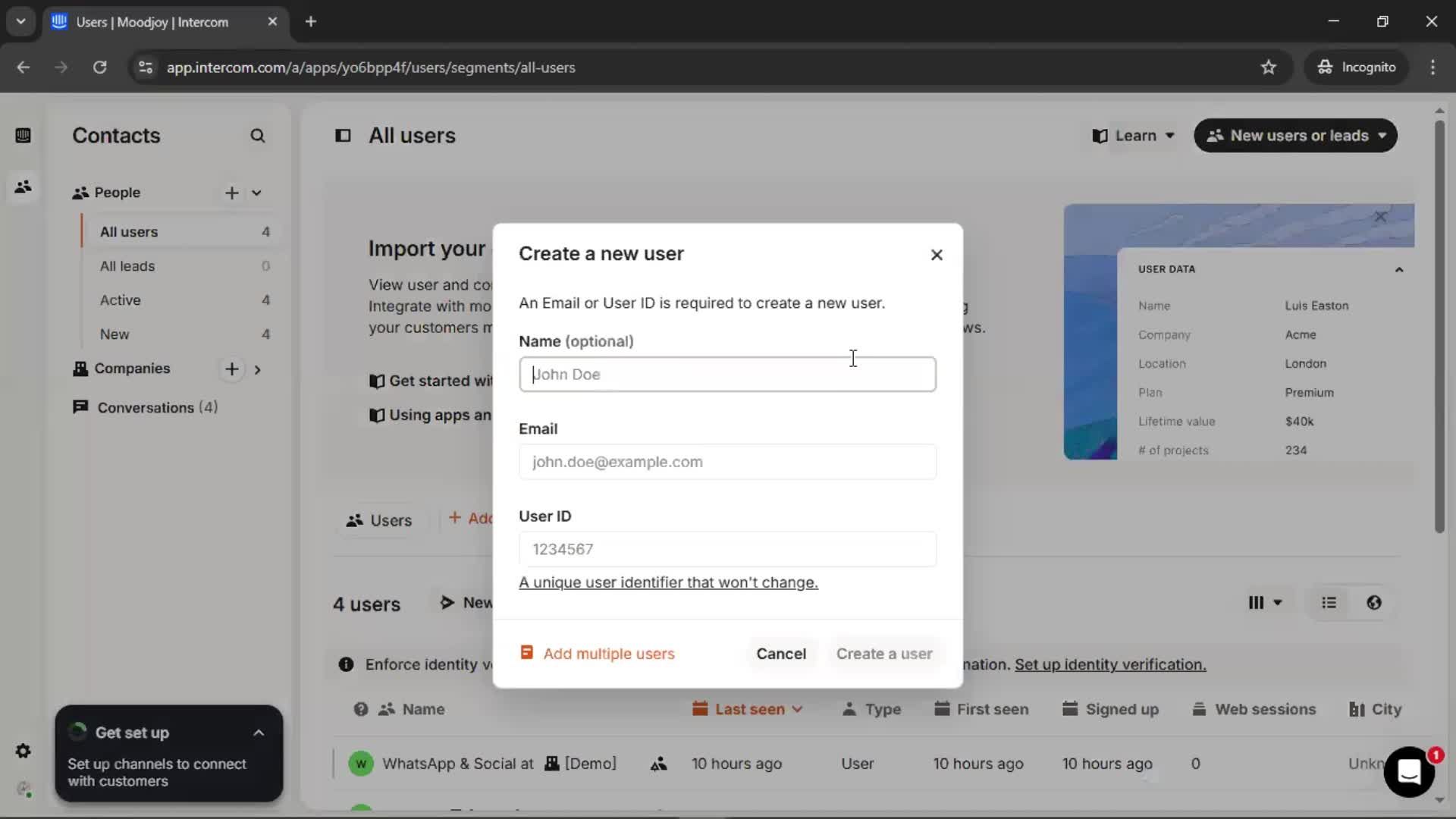 Adding a user screenshot