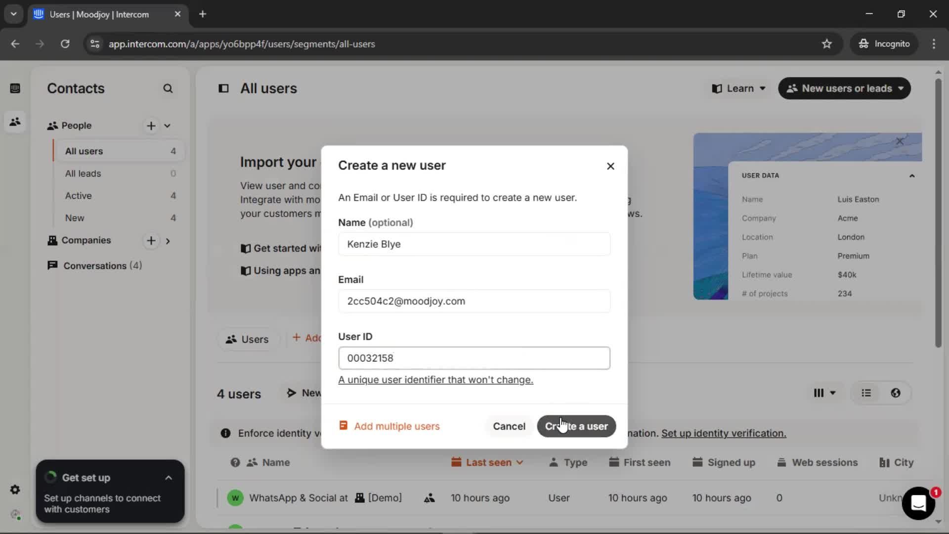 Adding a user screenshot