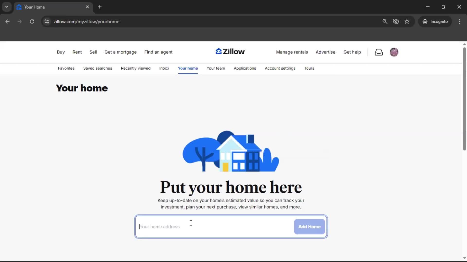 Adding an address screenshot