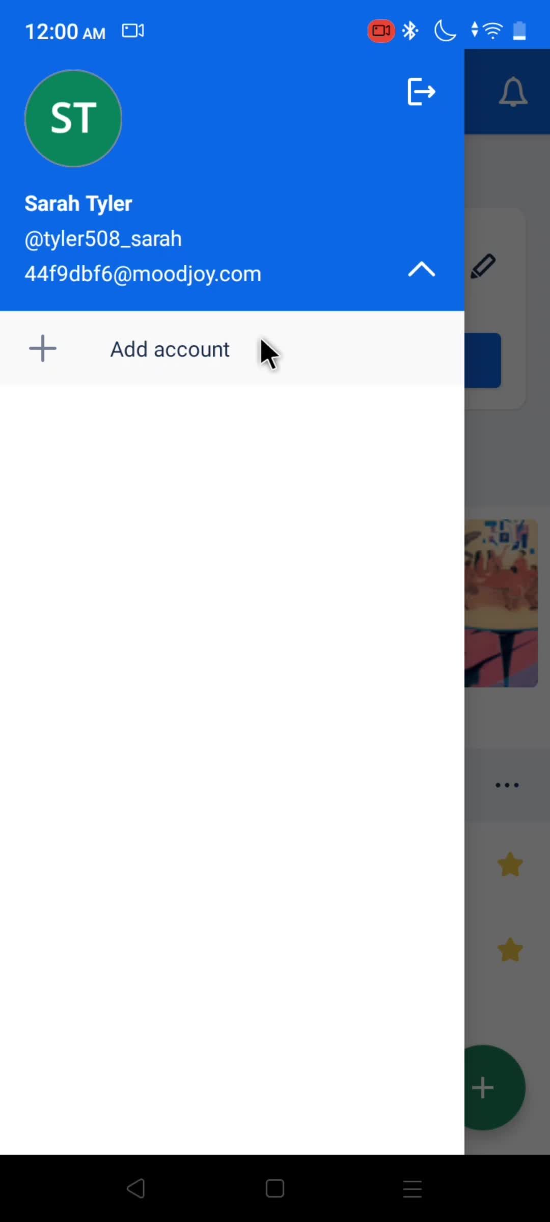 Adding an account screenshot