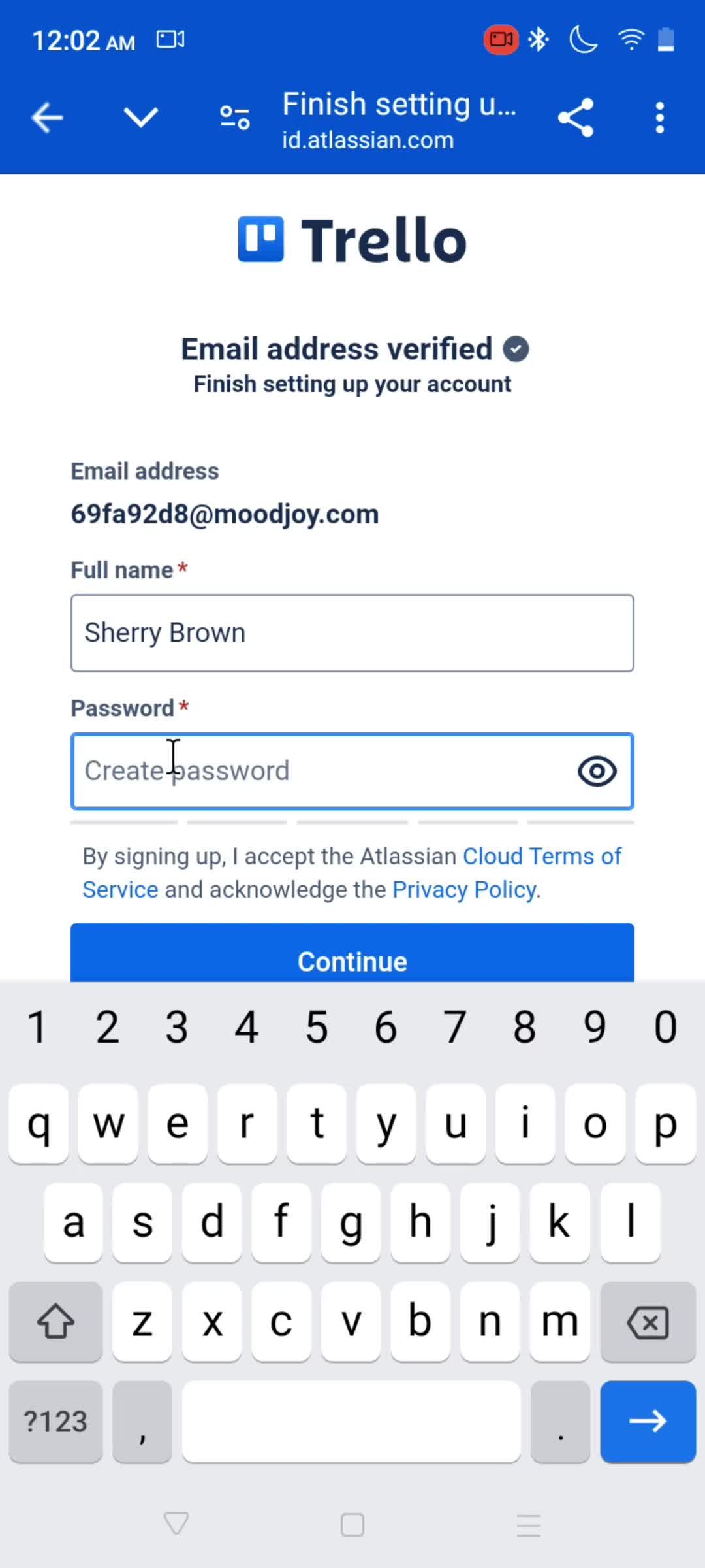 Adding an account screenshot