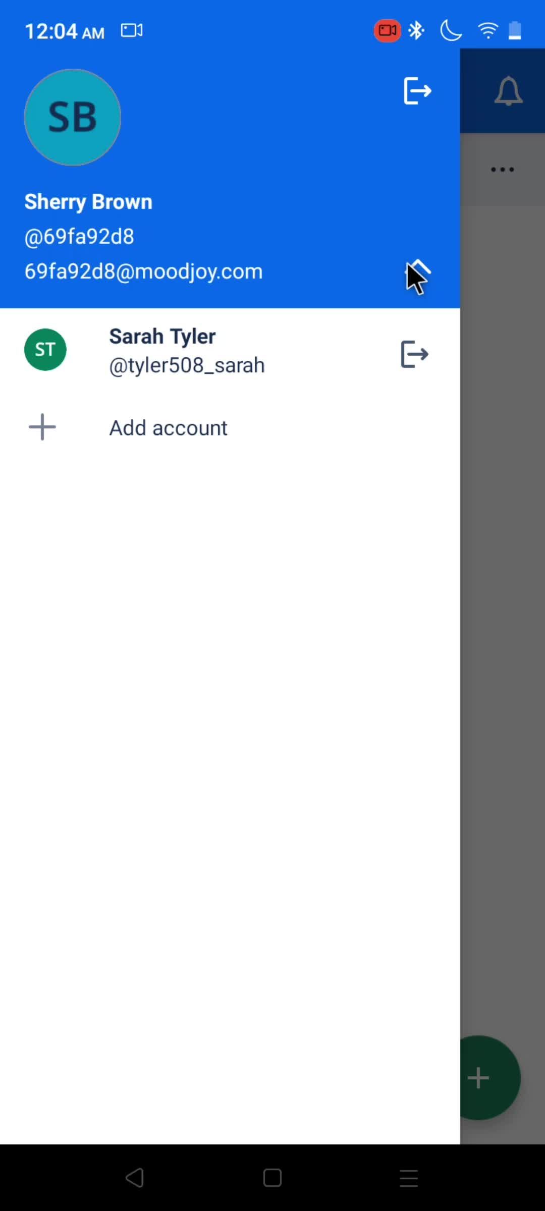 Adding an account screenshot