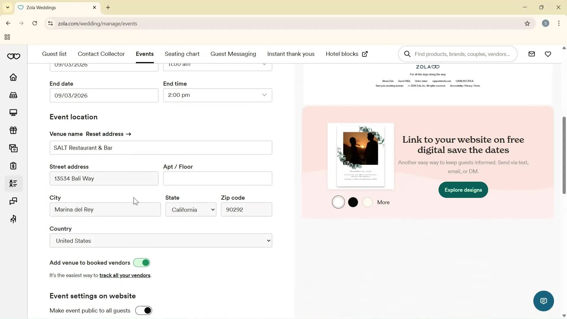 Creating an event screenshot