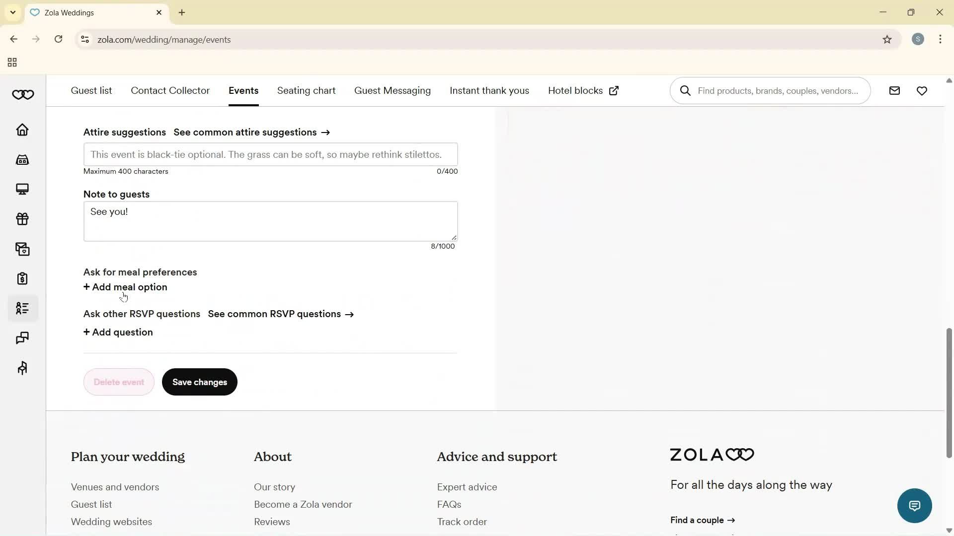 Creating an event screenshot