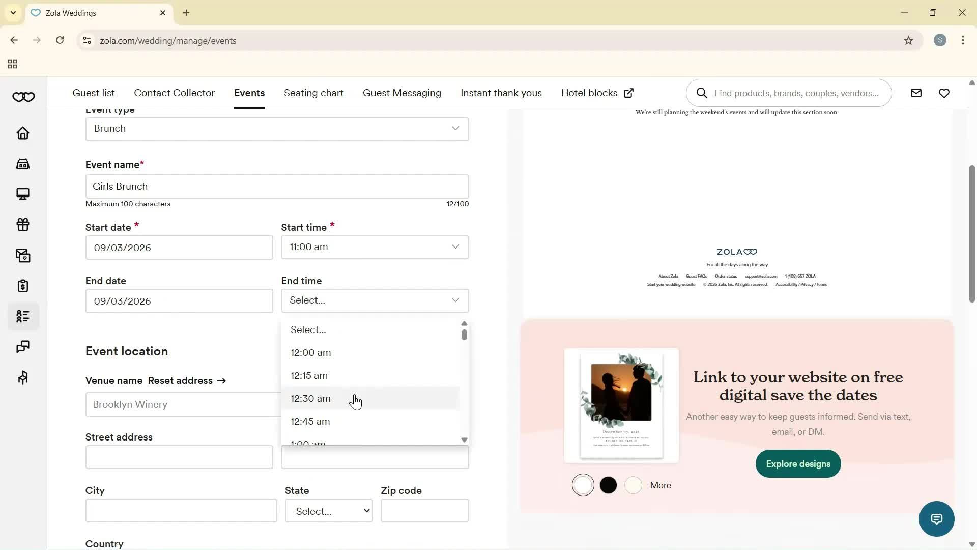 Creating an event screenshot