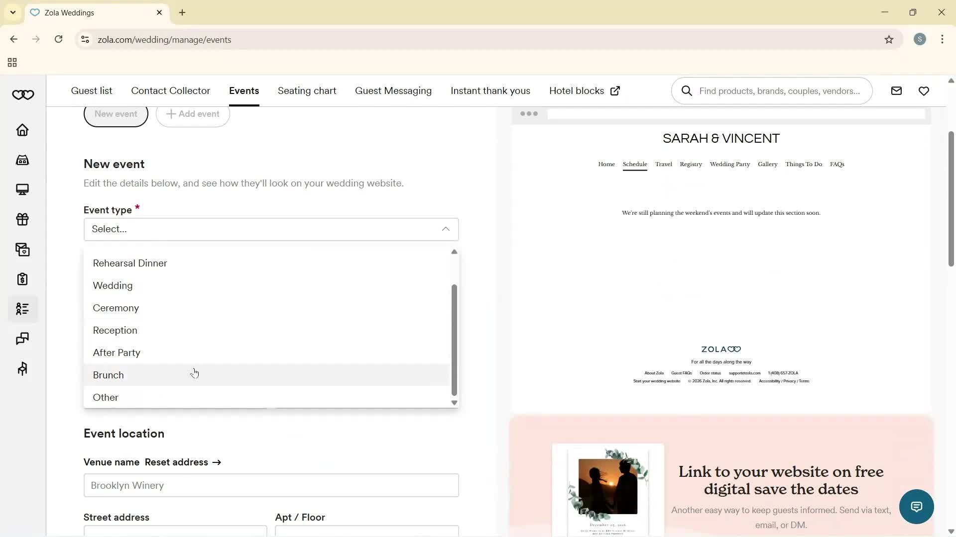 Creating an event screenshot