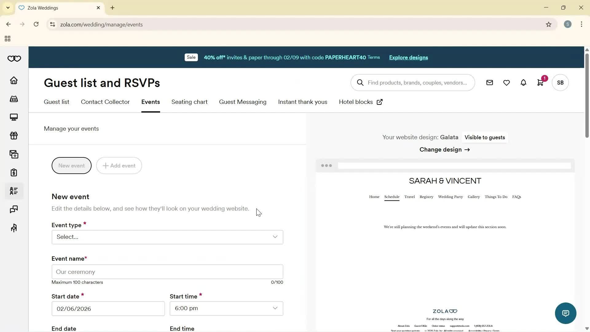 Creating an event screenshot