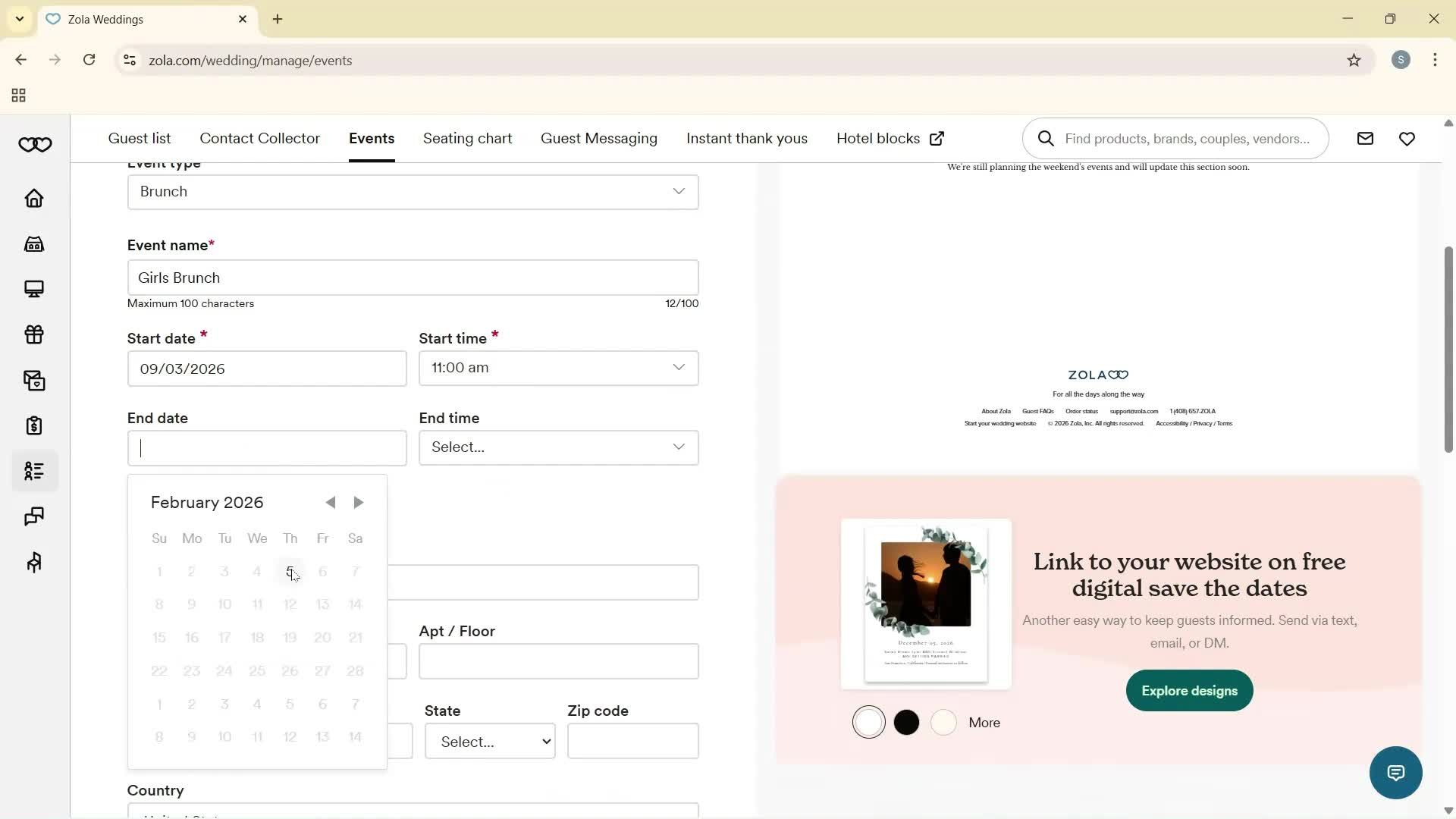 Creating an event screenshot