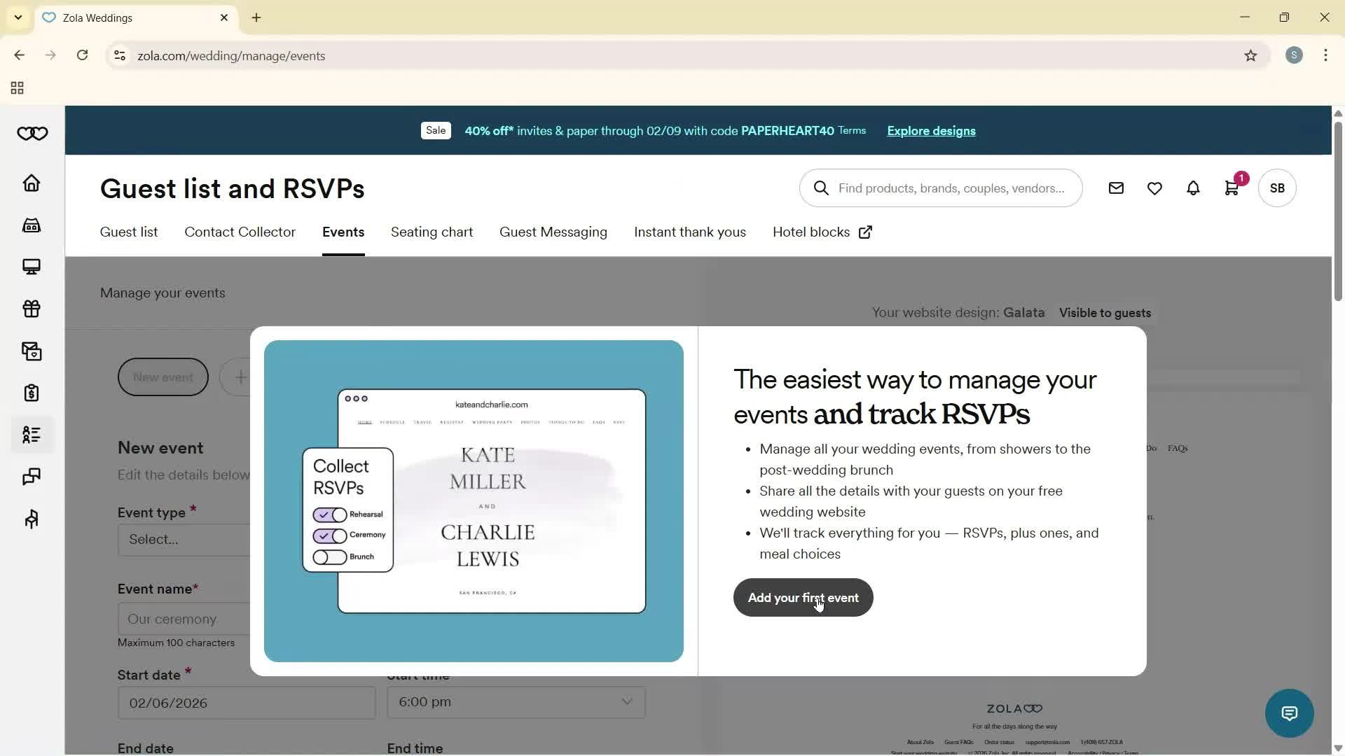 Creating an event screenshot