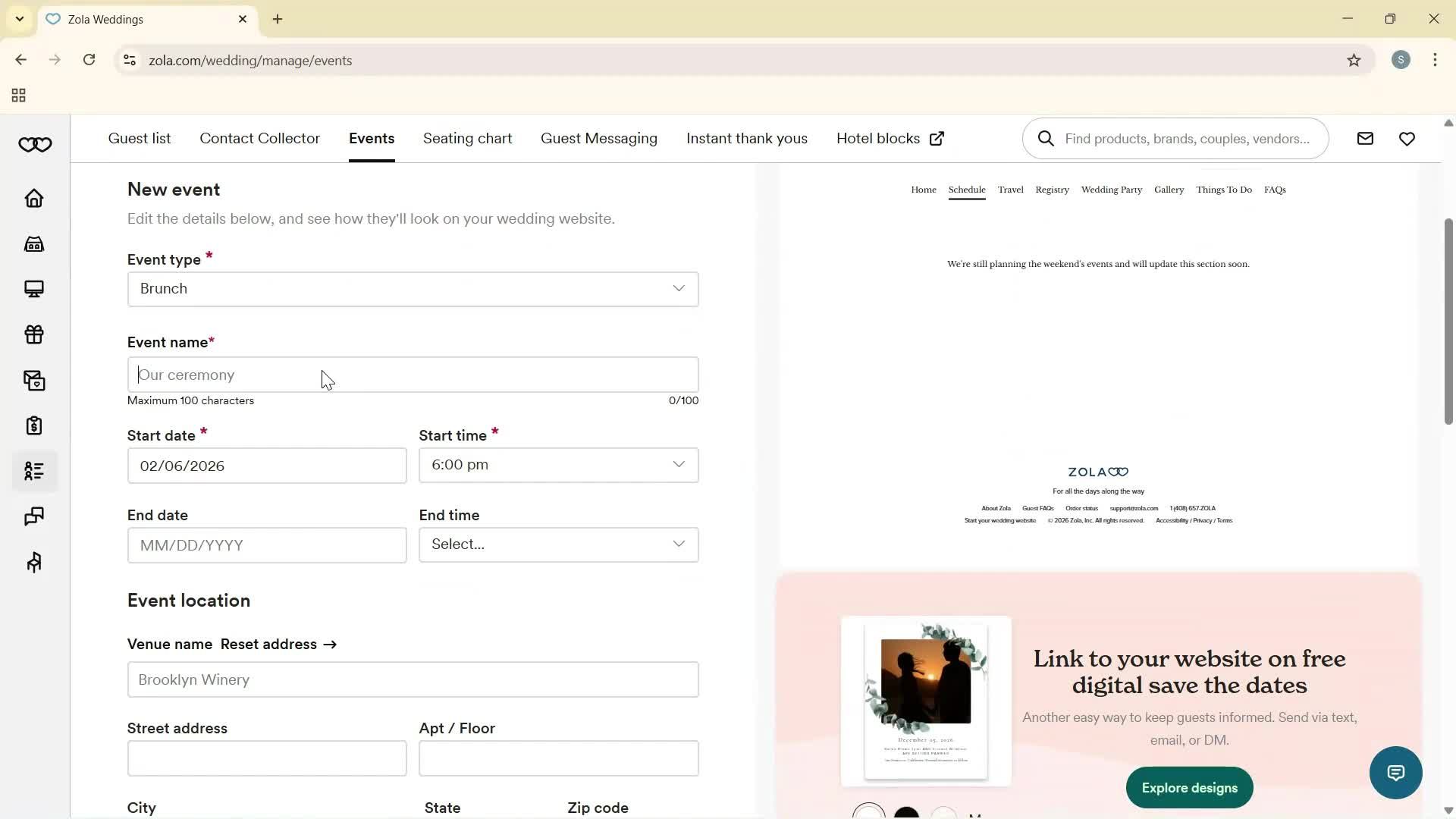 Creating an event screenshot