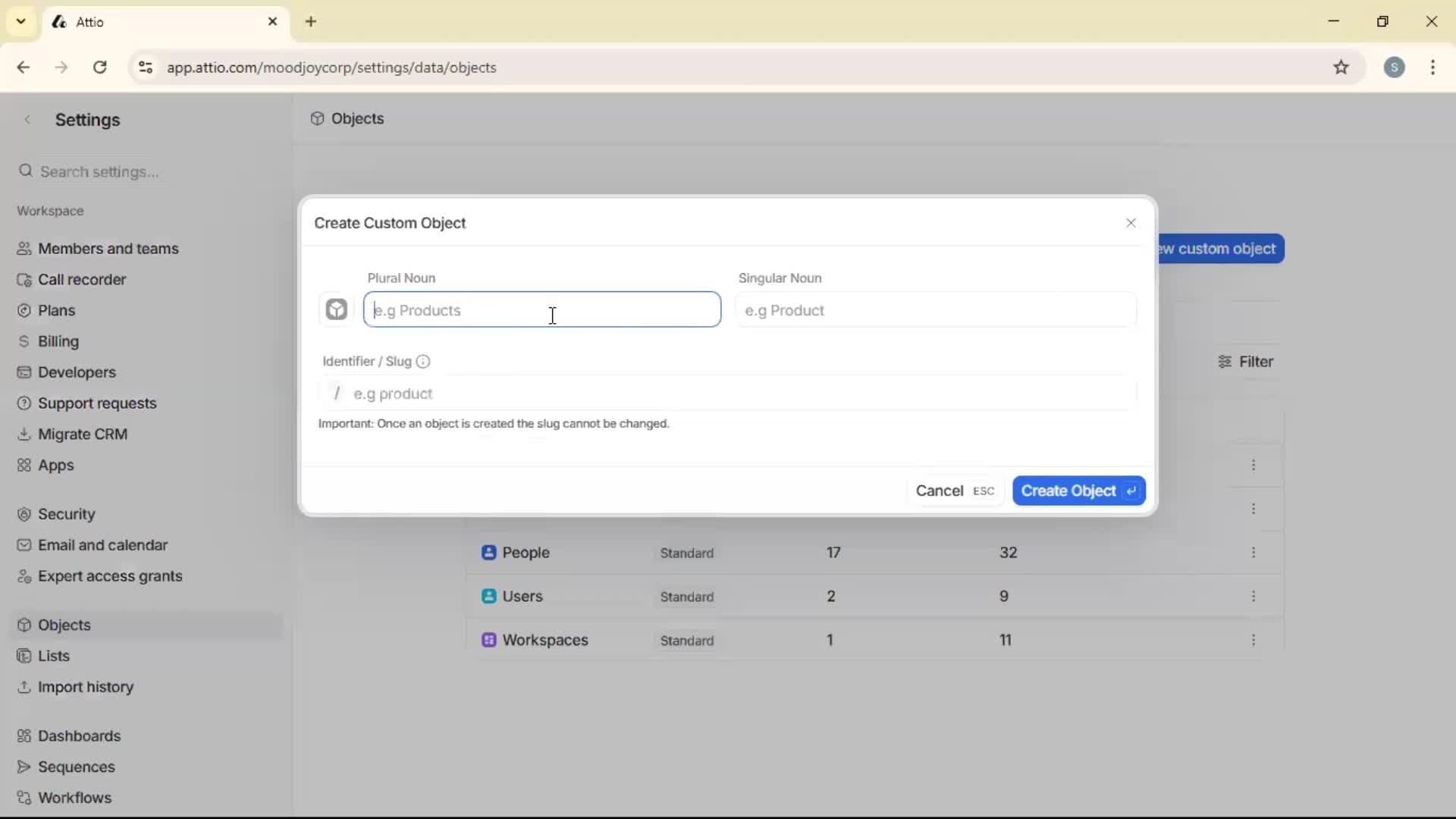 Adding objects screenshot