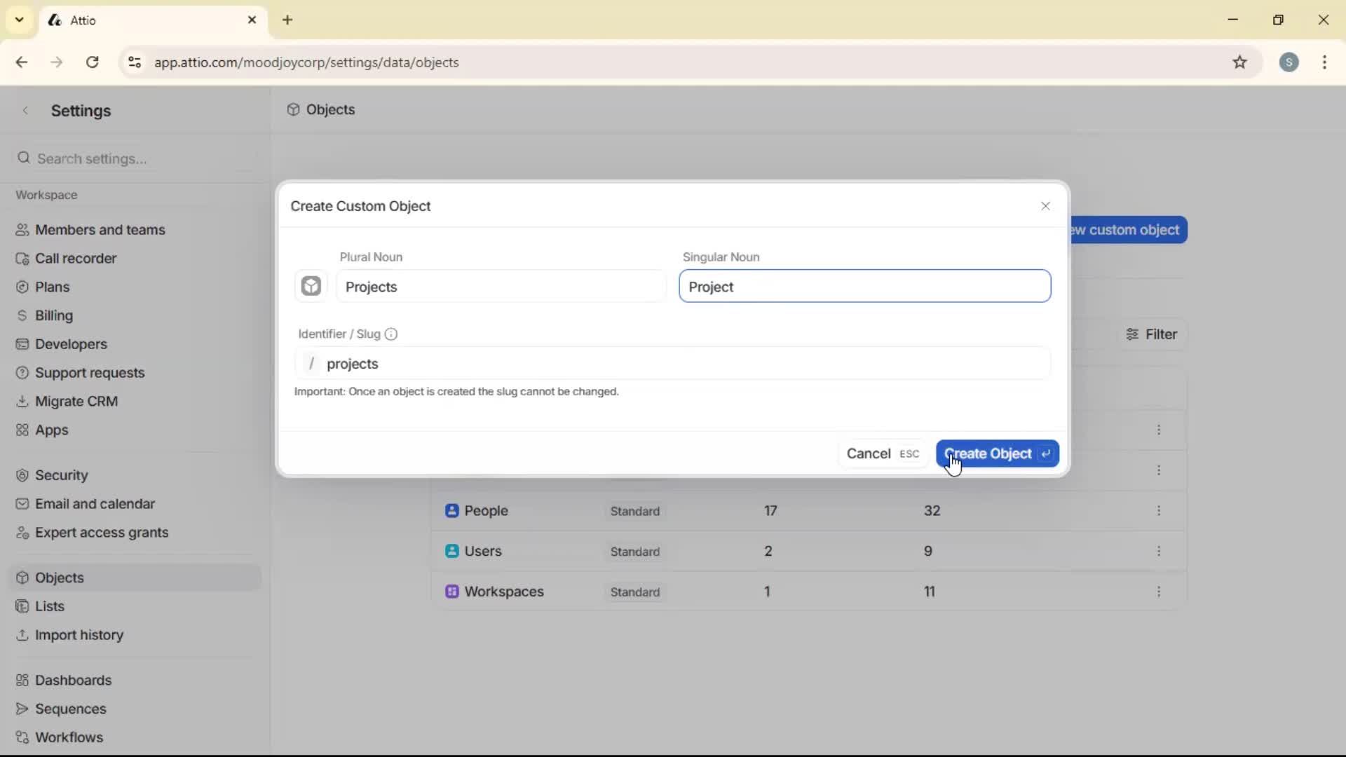 Adding objects screenshot