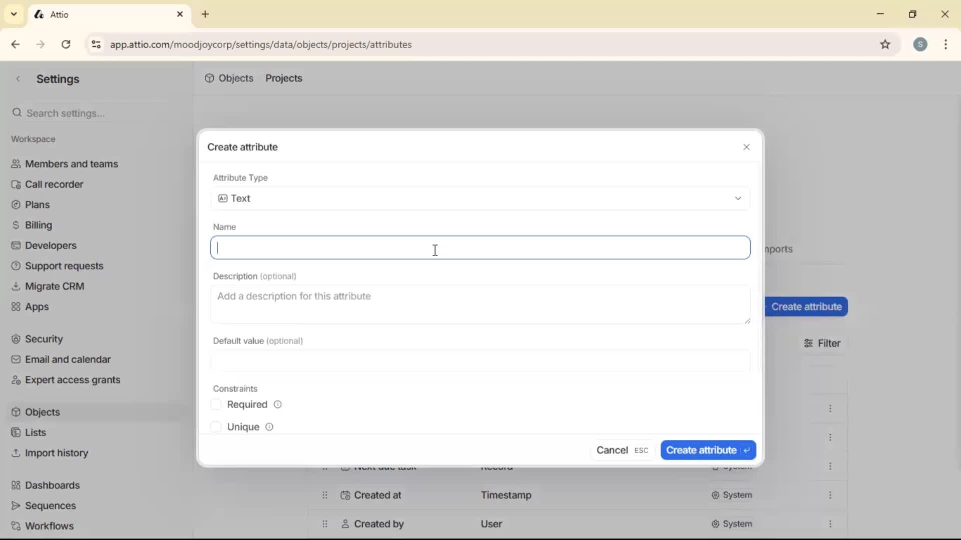 Adding objects screenshot