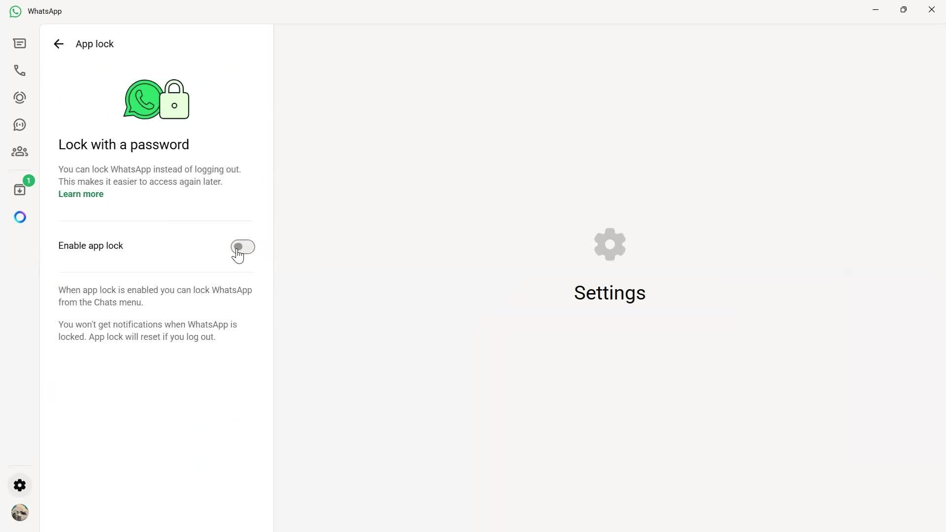 Adding password screenshot