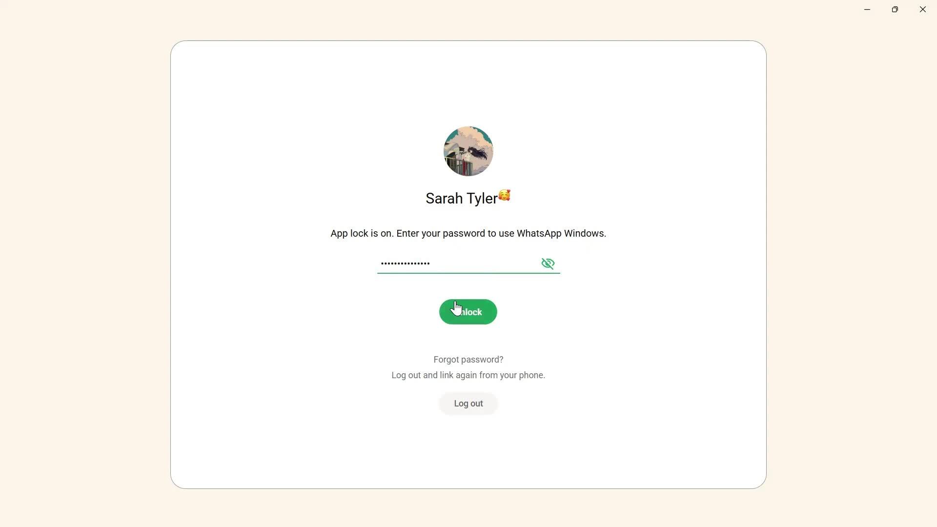 Adding password screenshot