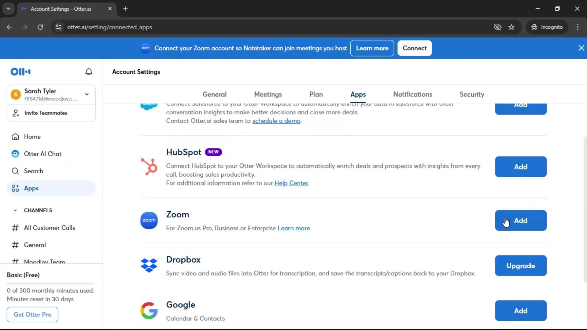Integrations screenshot