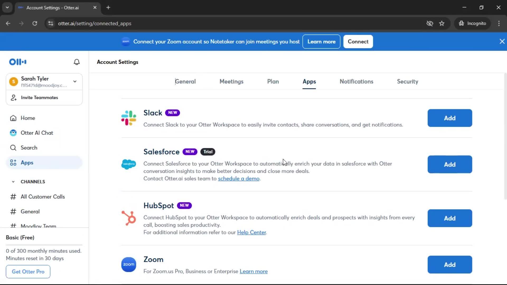 Integrations screenshot