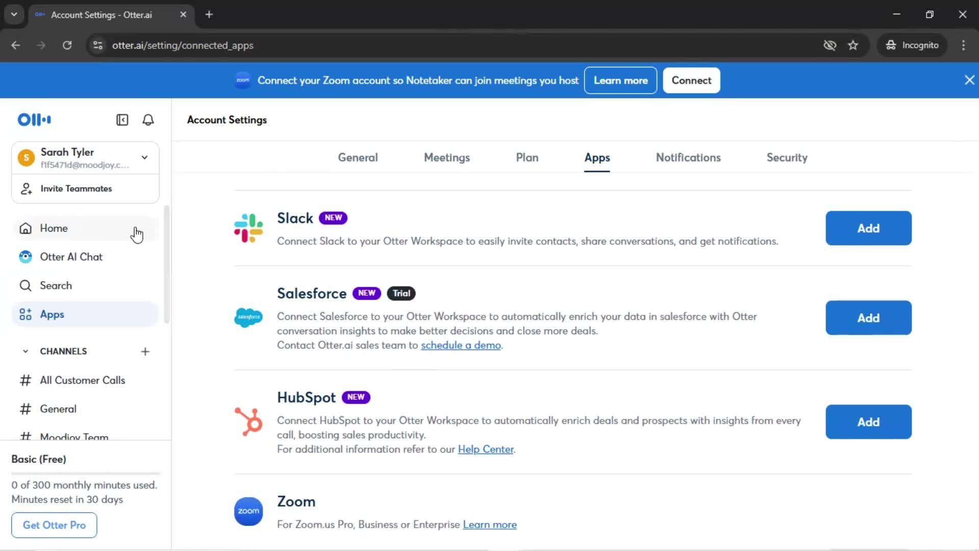 Integrations screenshot
