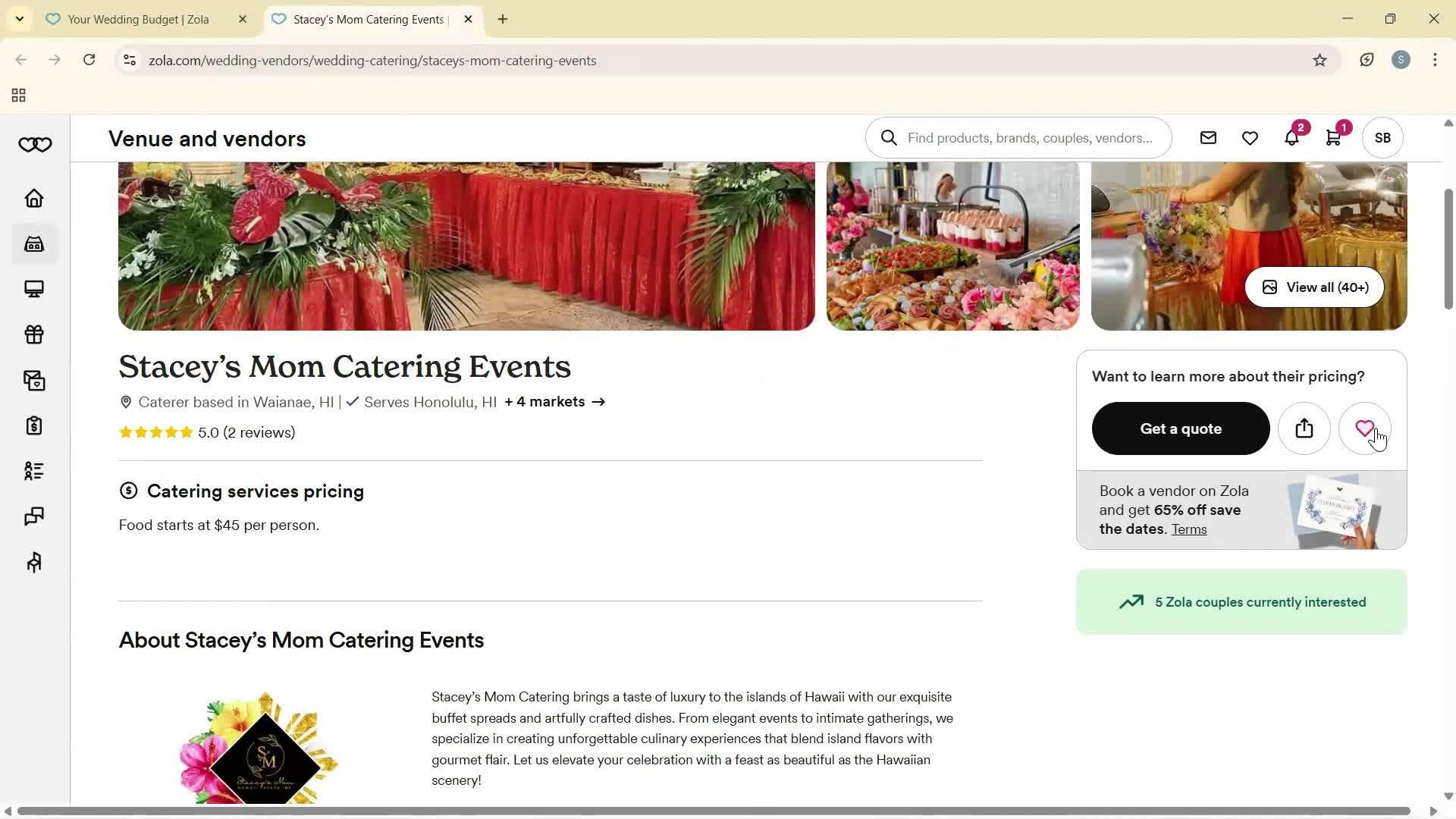 Creating a budget screenshot