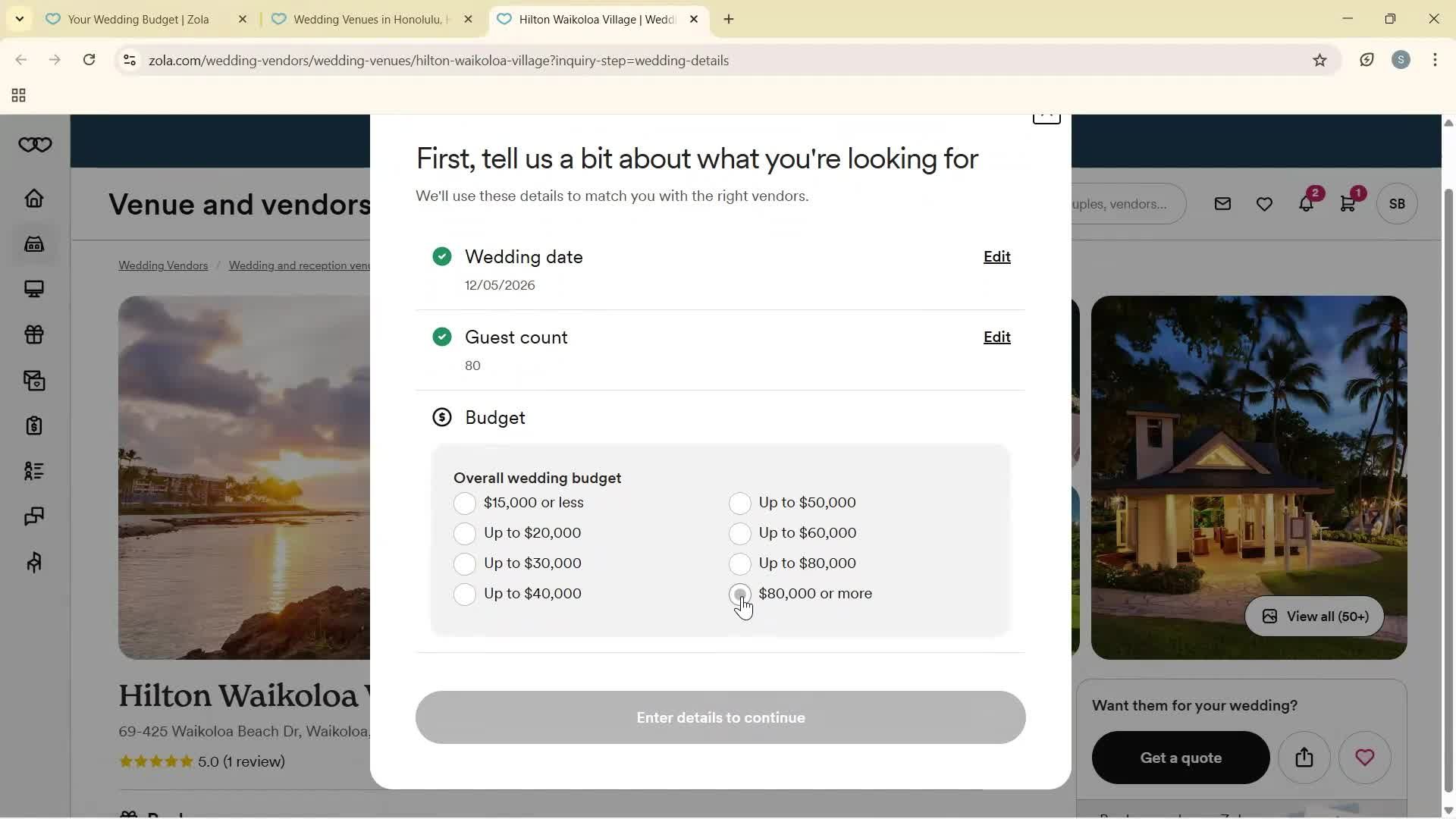 Creating a budget screenshot