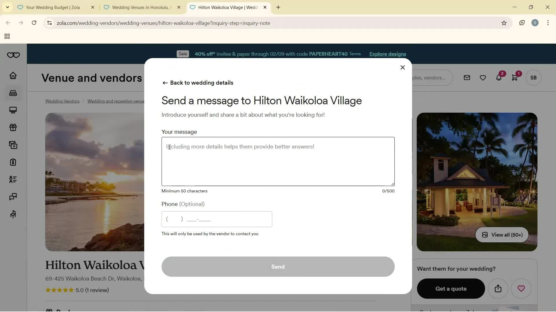 Creating a budget screenshot