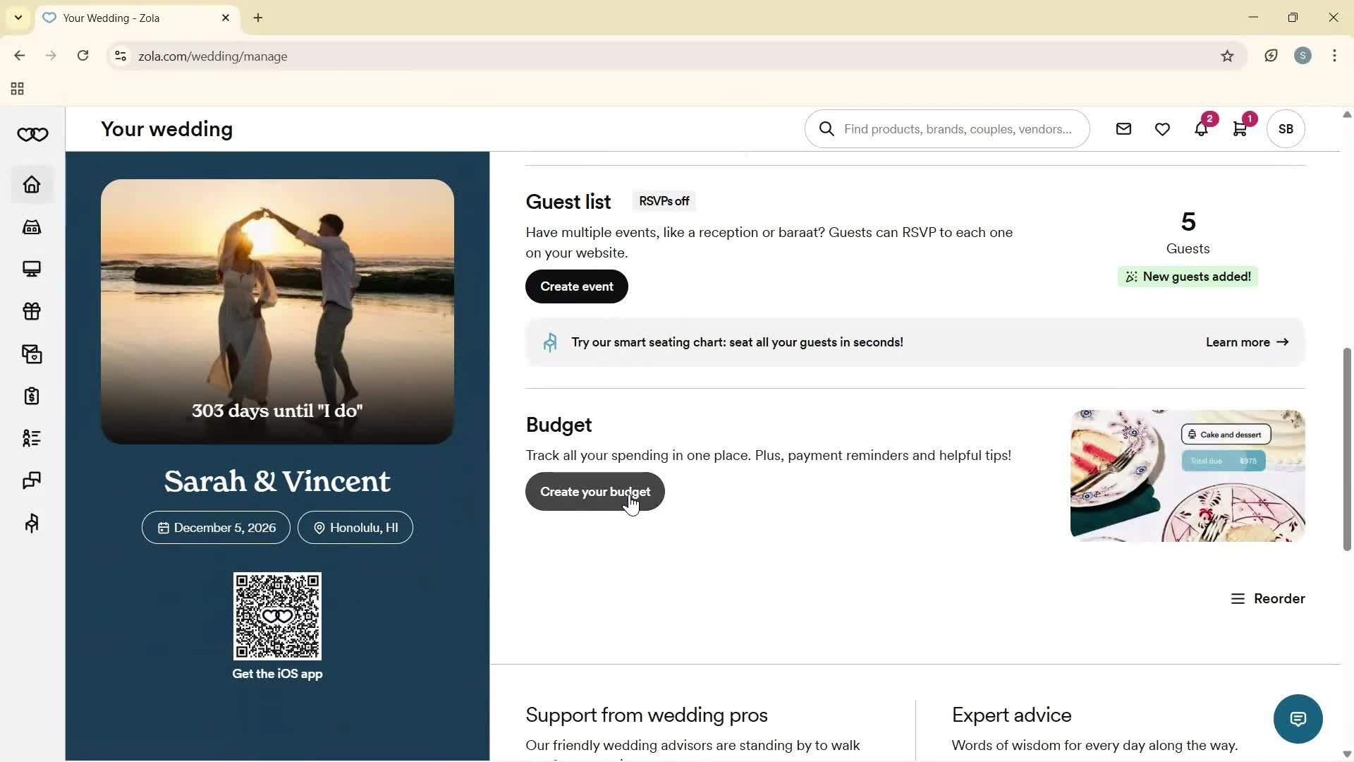 Creating a budget screenshot