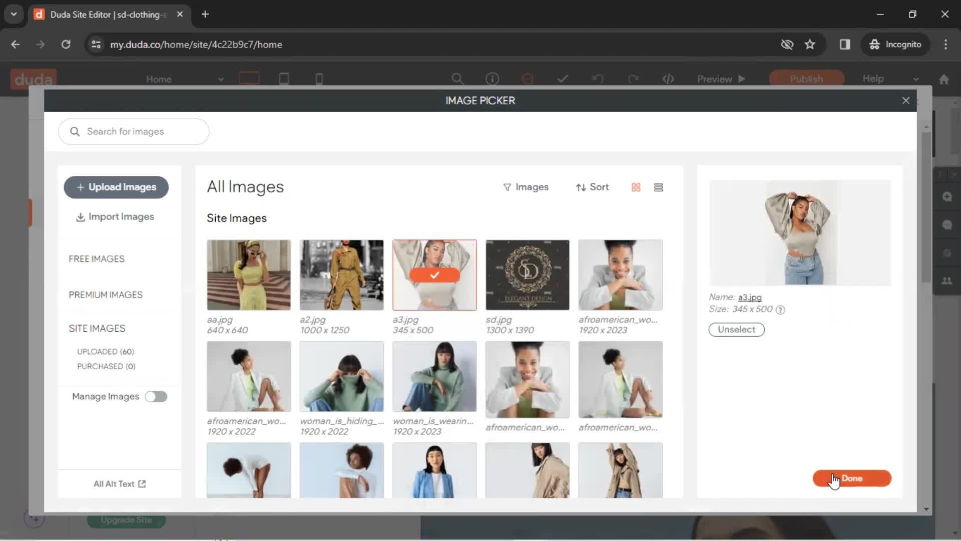Adding categories screenshot