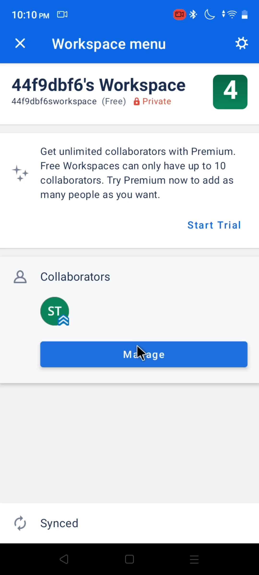 Adding collaborators screenshot