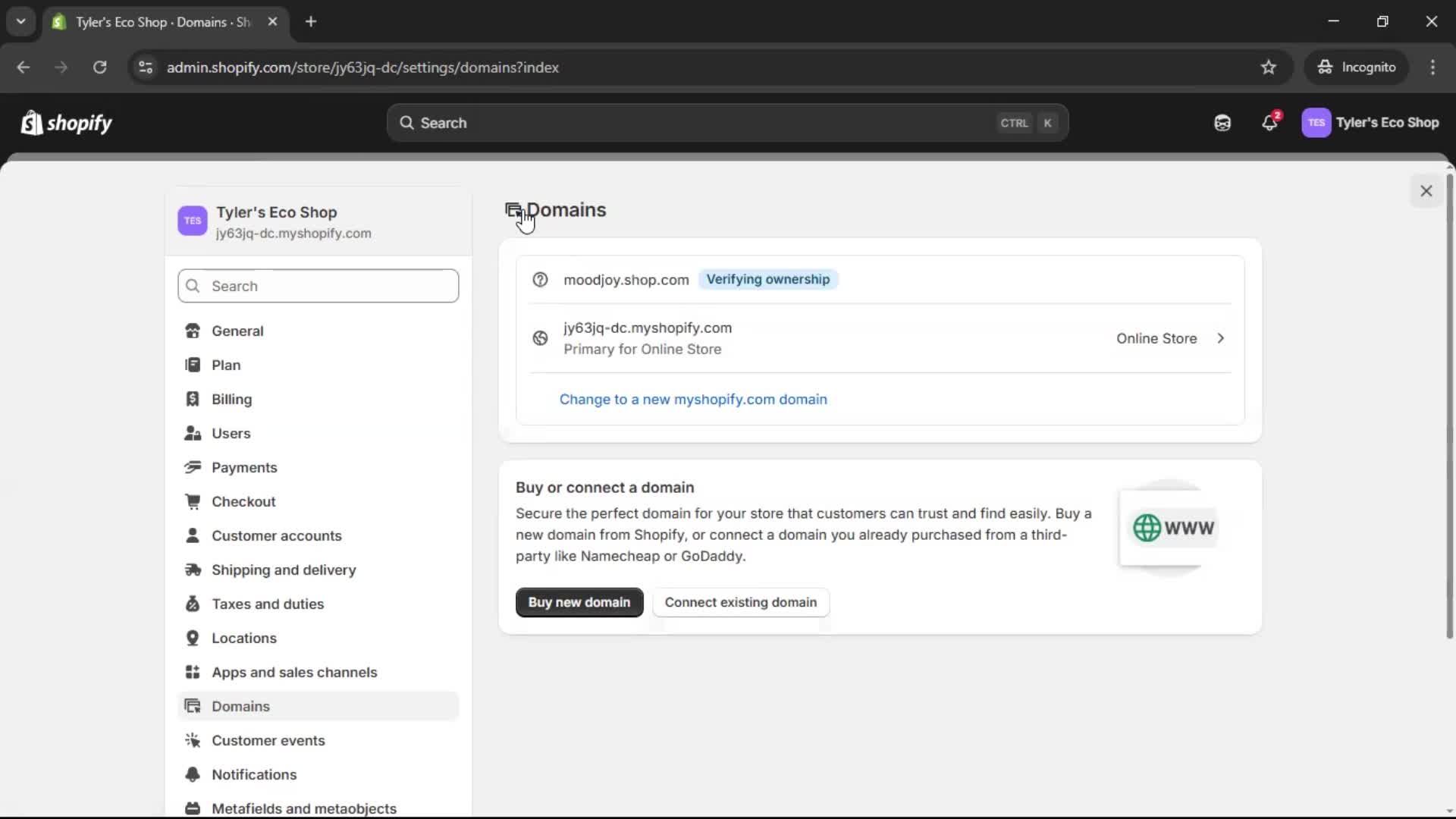 Adding a custom domain on Shopify video thumbnail