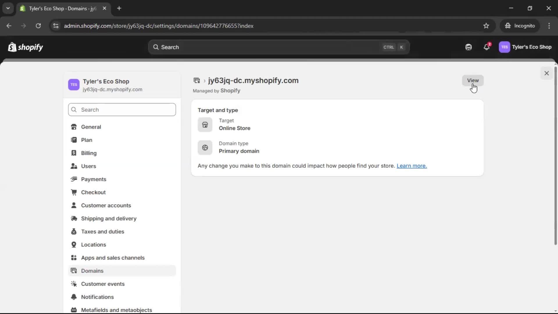 Adding a custom domain screenshot