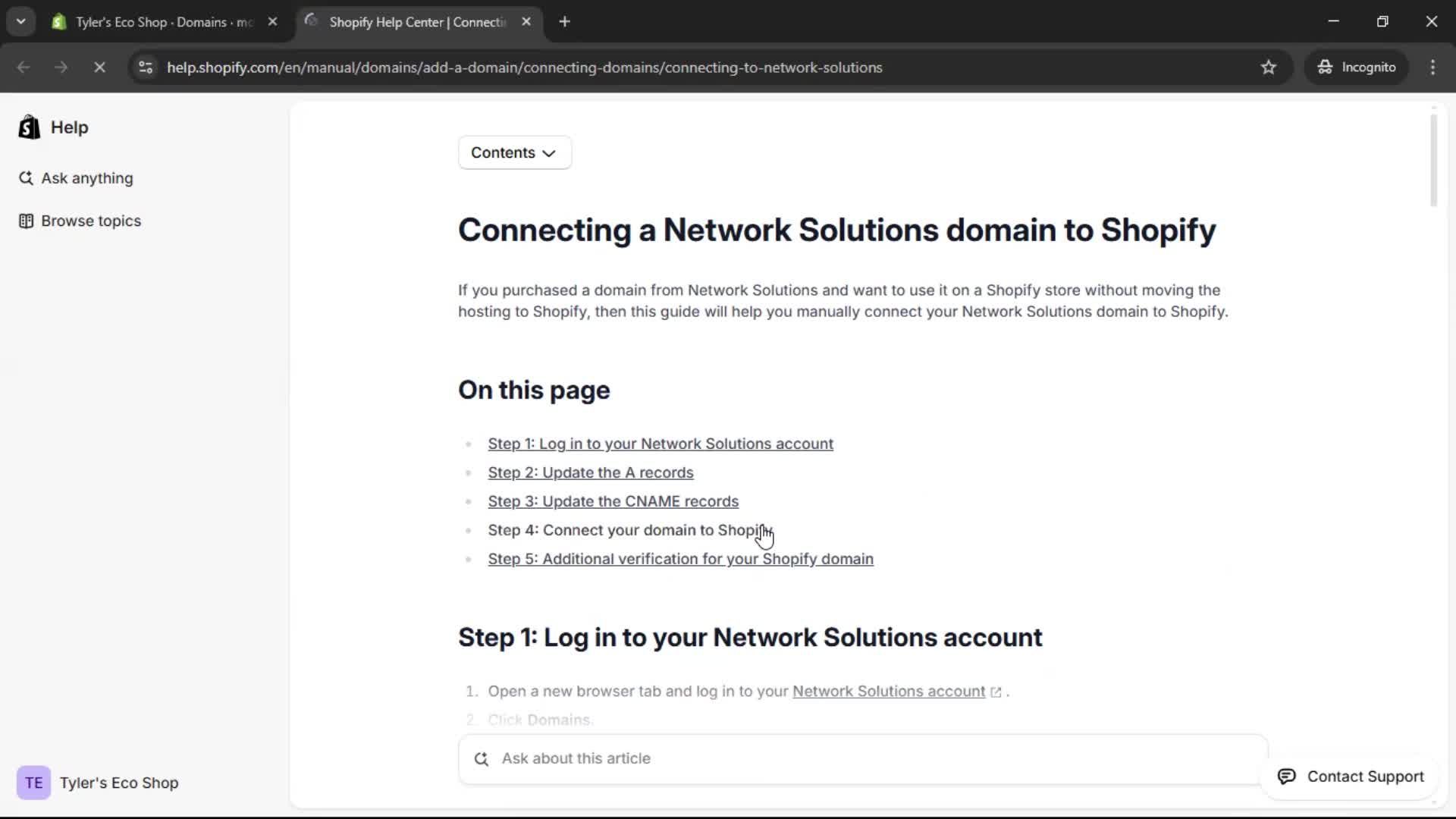 Adding a custom domain screenshot