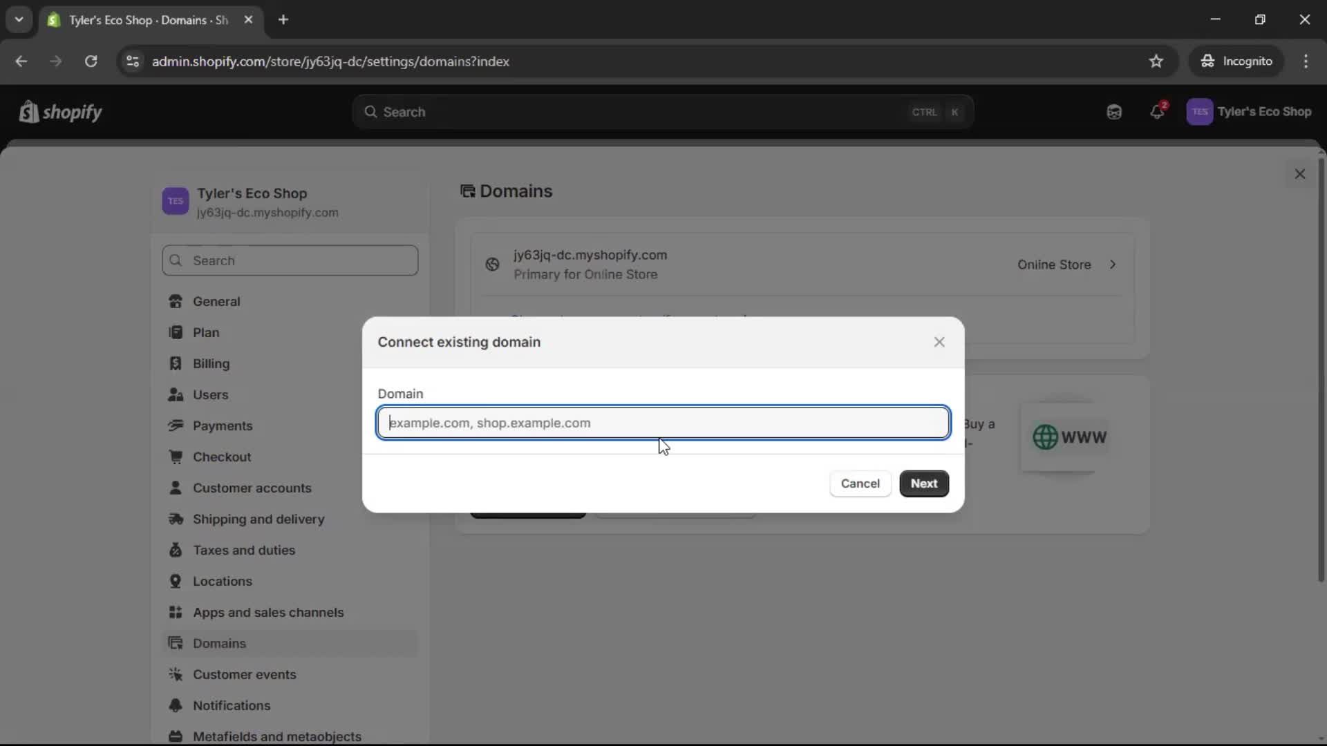 Adding a custom domain on Shopify video thumbnail