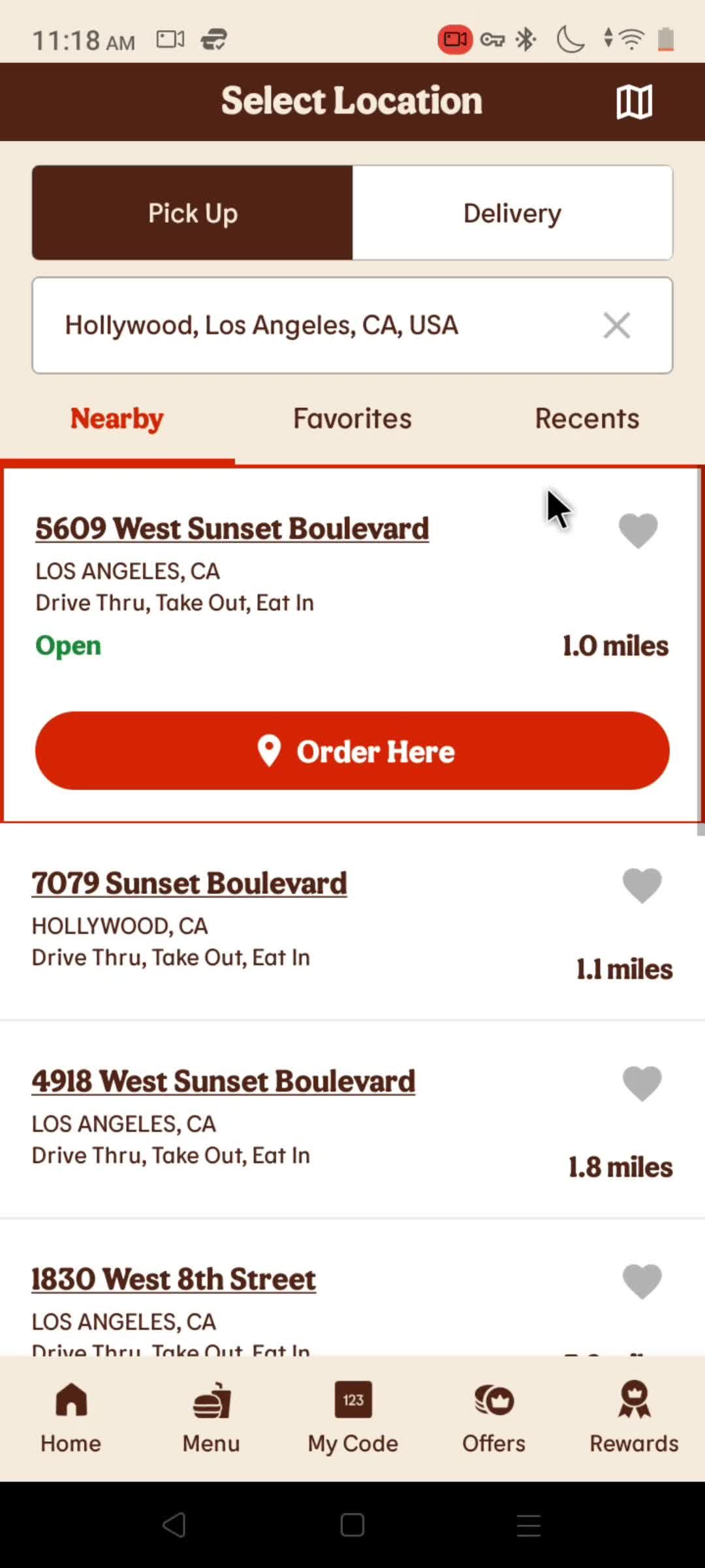 Adding a delivery address screenshot