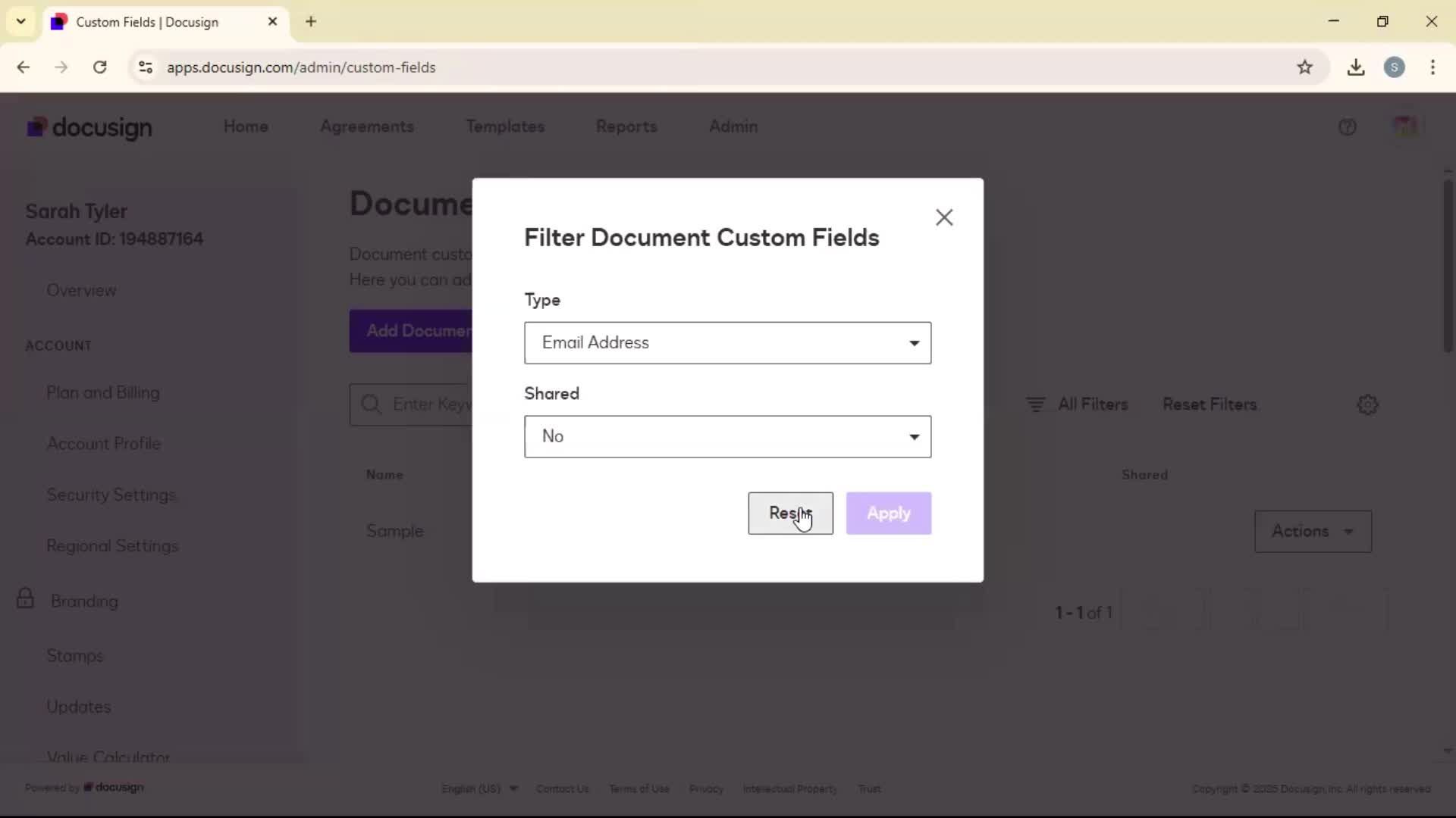 Adding document field screenshot