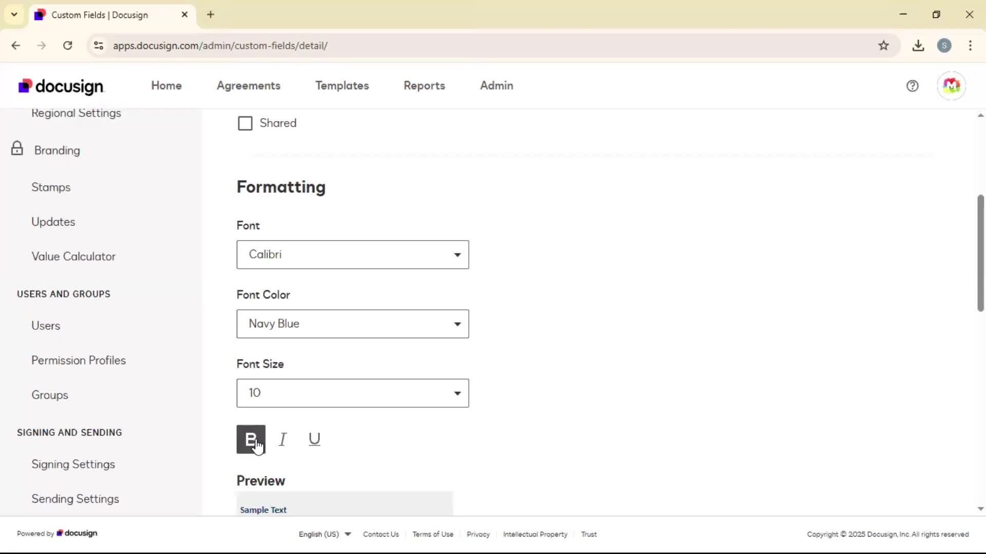 Adding document field screenshot