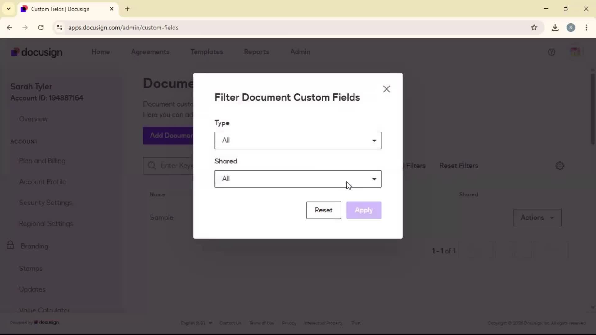Adding document field on Docusign video thumbnail