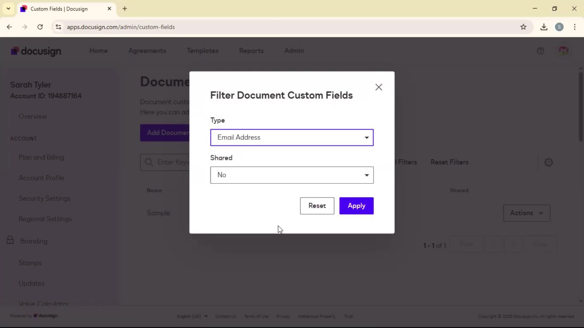 Adding document field on Docusign video thumbnail