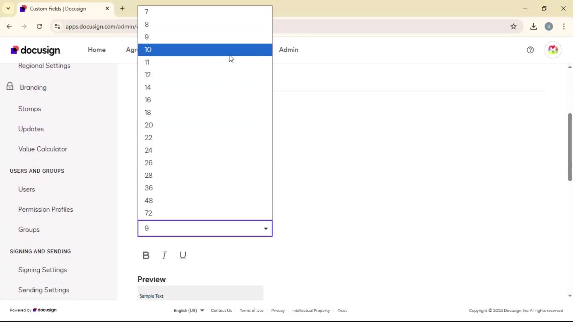 Adding document field screenshot