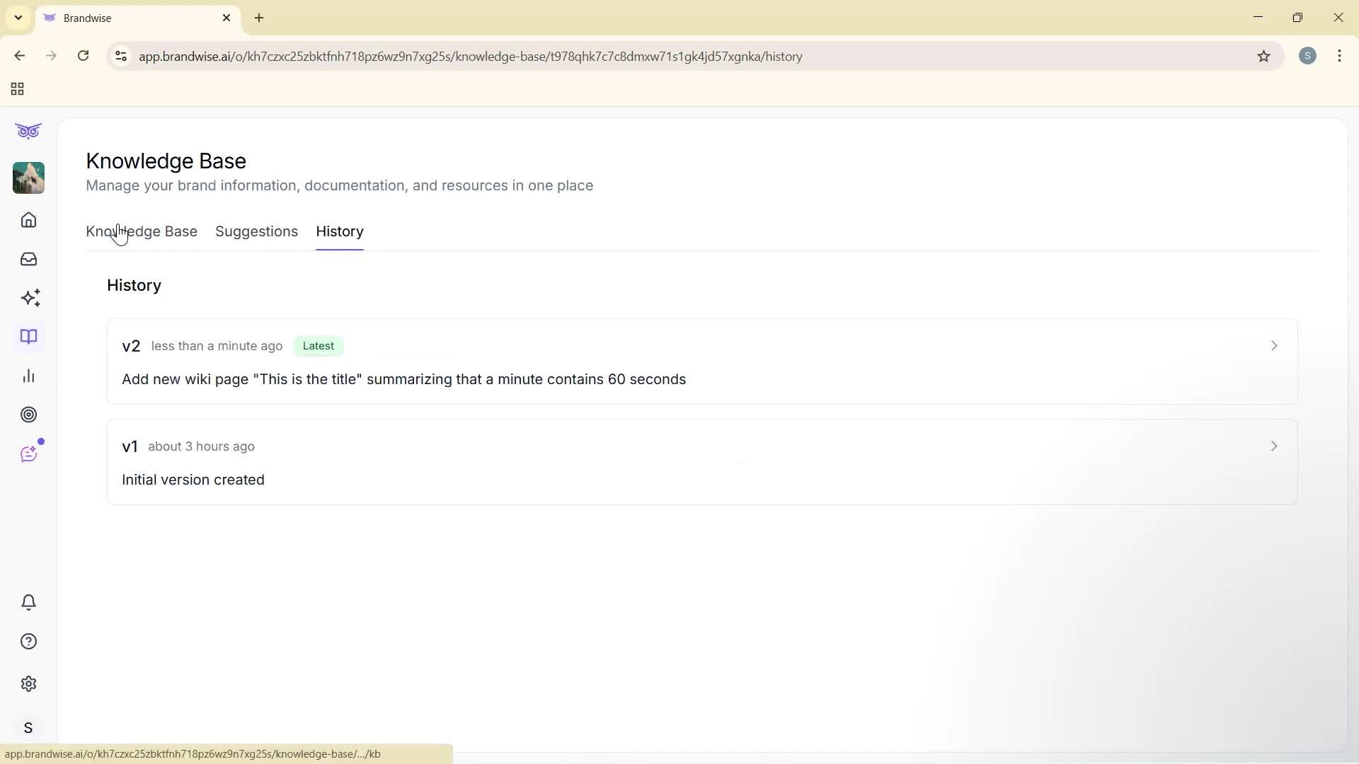 Creating a knowledge base screenshot
