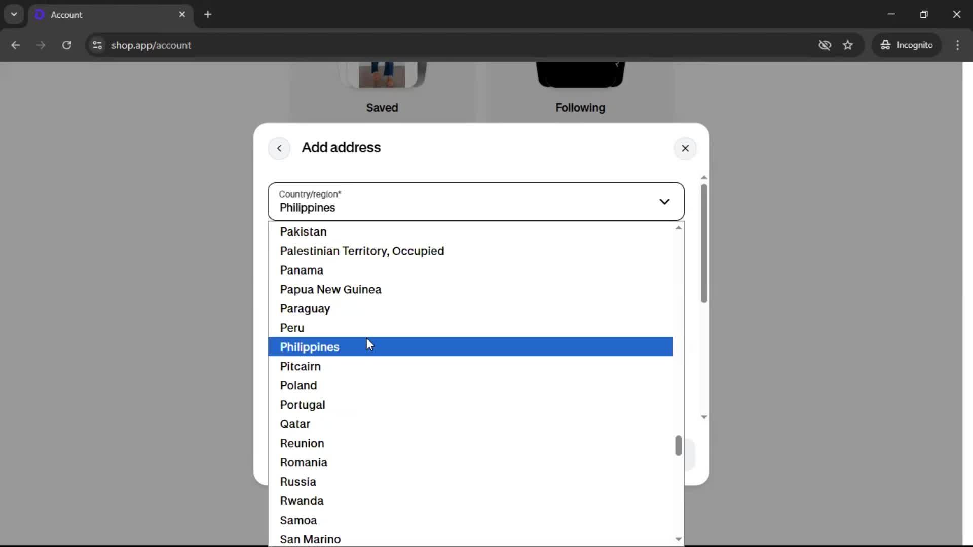 Adding payment details screenshot
