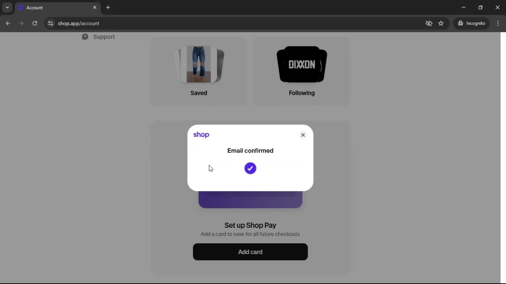 Adding payment details screenshot
