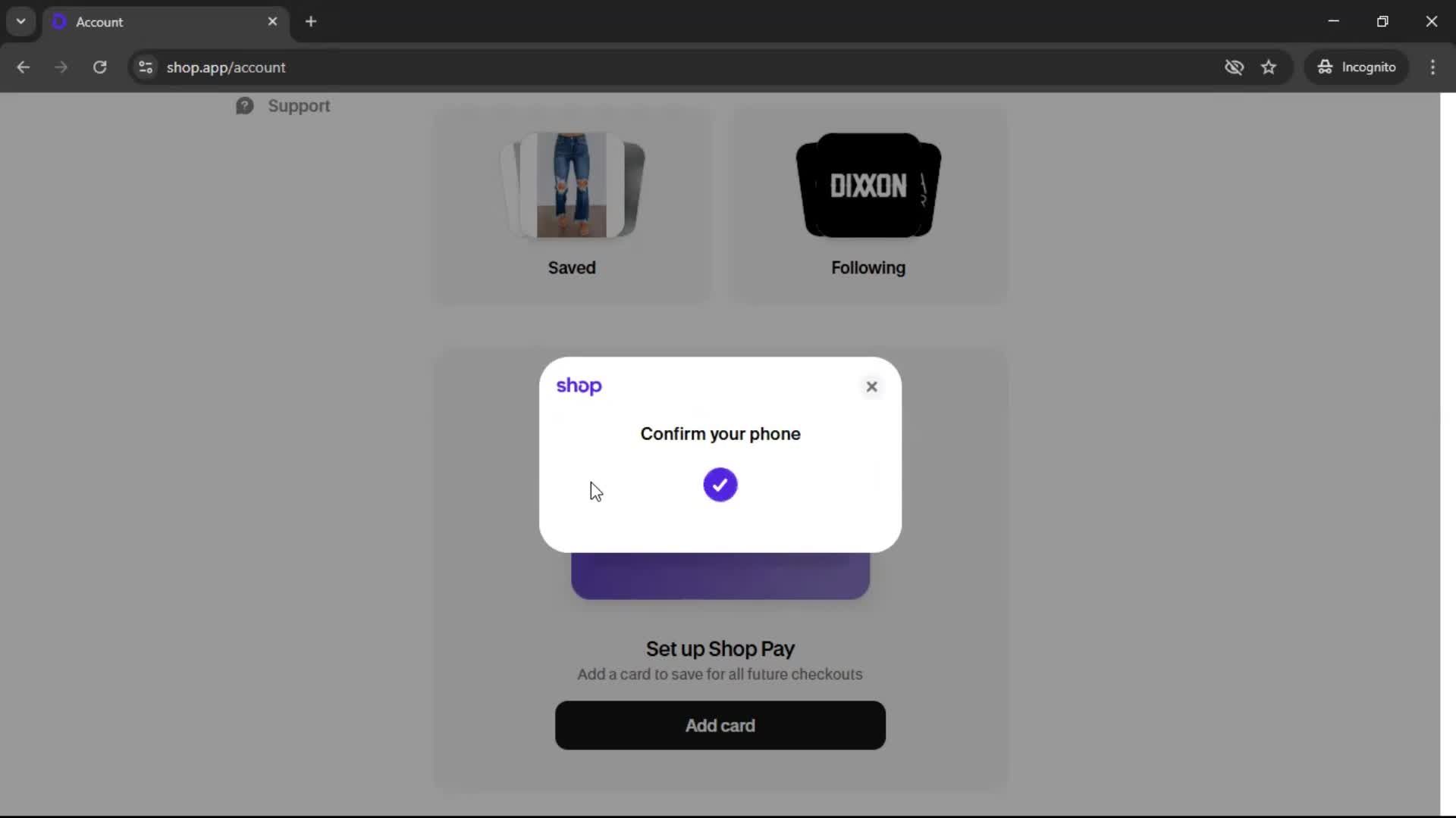 Adding payment details screenshot