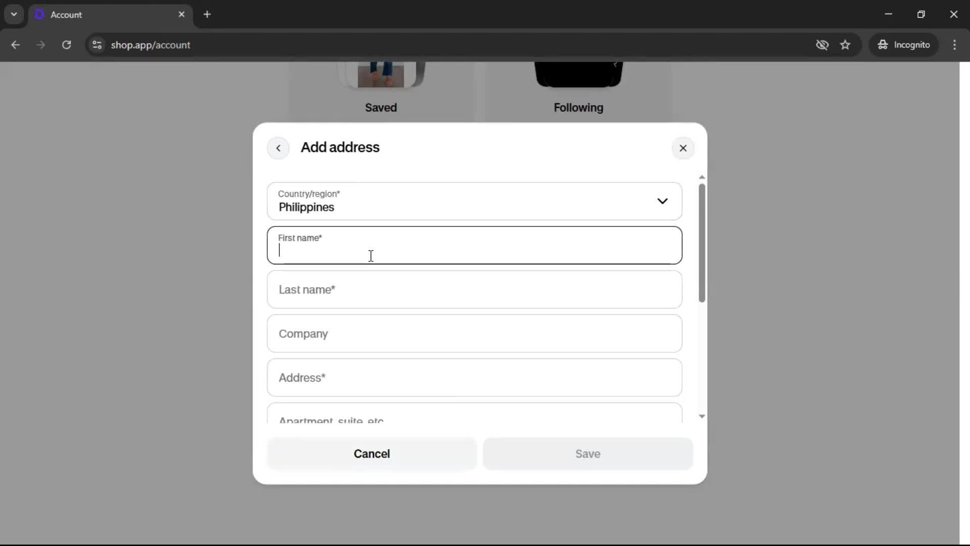 Adding payment details screenshot