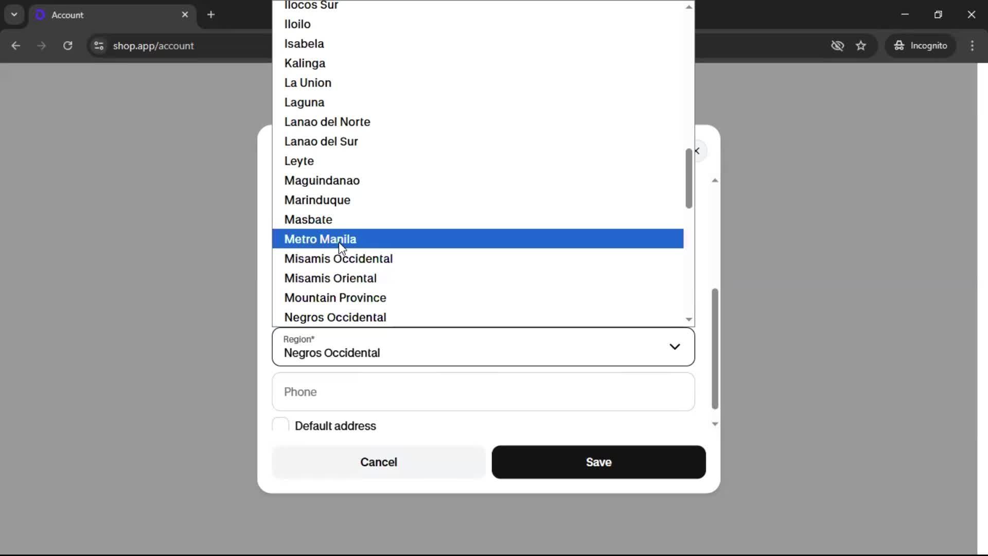 Adding payment details screenshot