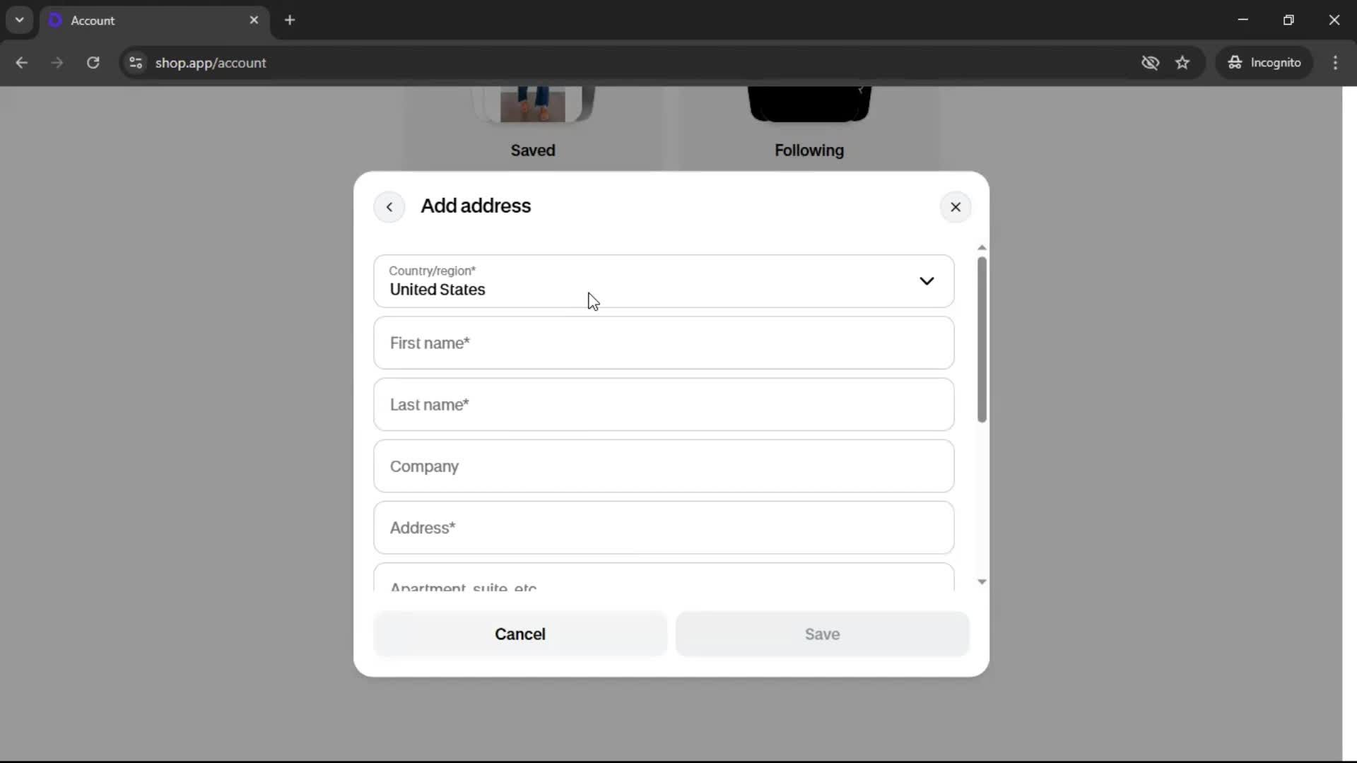 Adding payment details screenshot