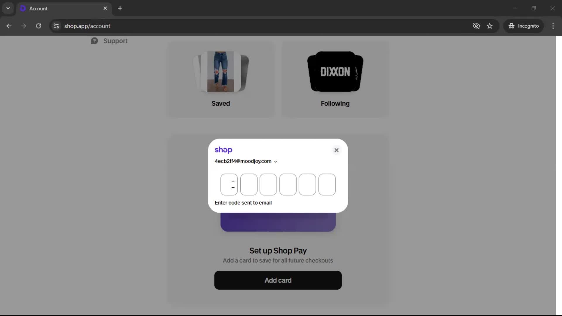 Adding payment details screenshot