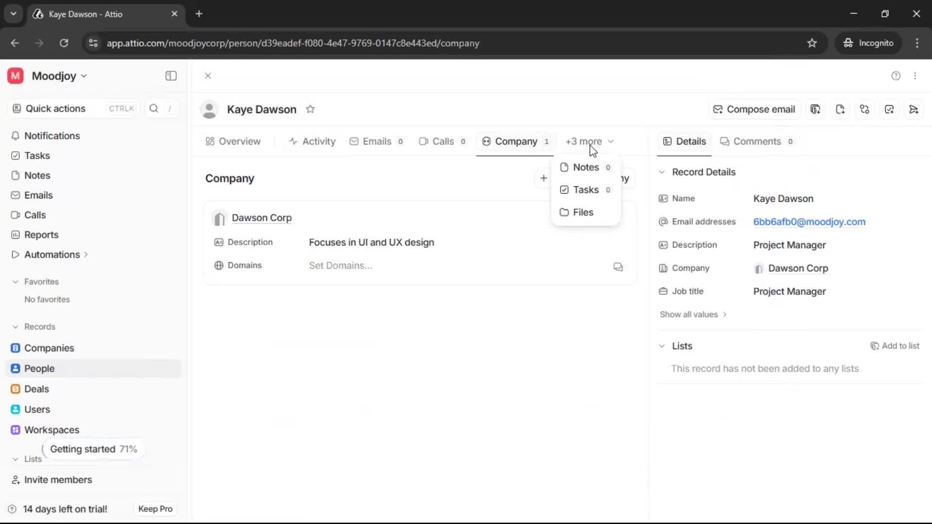 Creating new contact screenshot