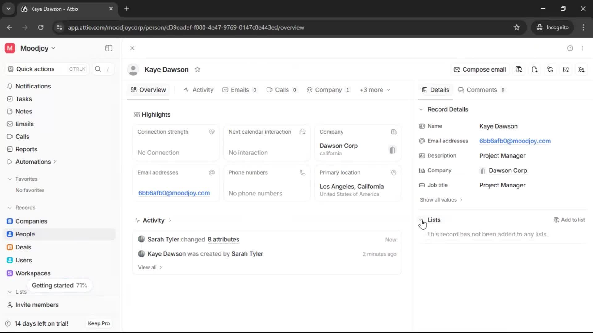 Creating new contact screenshot