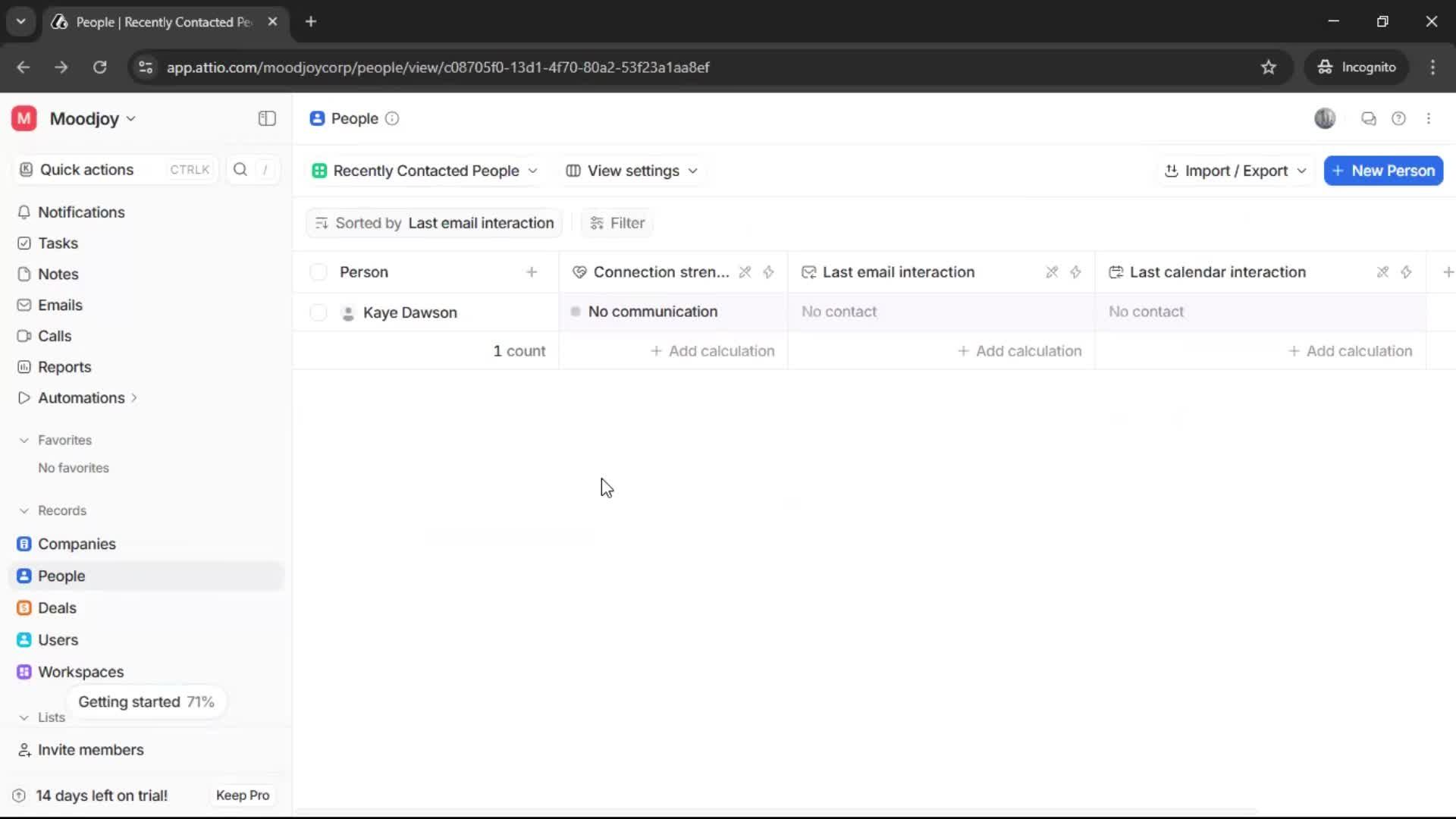 Creating new contact screenshot