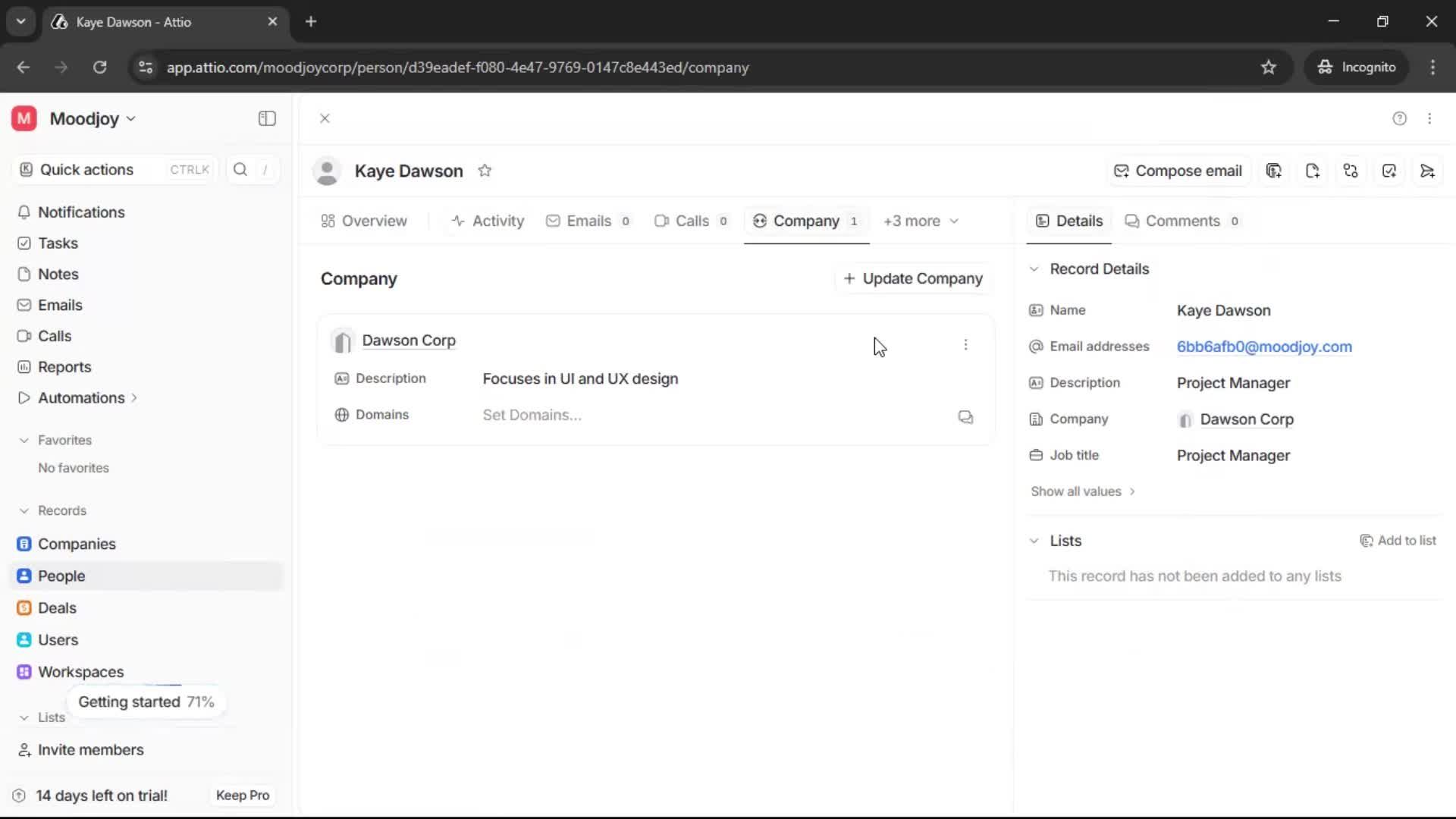 Creating new contact screenshot
